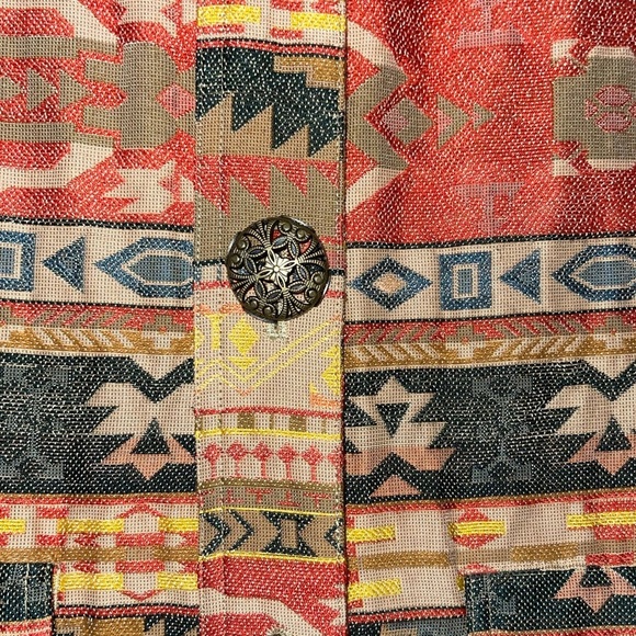 Chicos Cotton Blend Aztec Print Buttn Jacket - Picture 5 of 8
